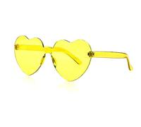 Luckious Heart-Shaped Barbie Sunglasses - Rimless Multicolor Heart-Shaped One-Piece Glasses(yellow), (2204-35C)