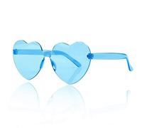 Luckious Heart-Shaped Sunglasses - Chic Vintage Novelty Glasses for Fishing, Driving, Beach Party and More! (Blue)