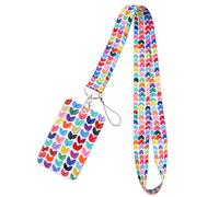 Luckious Lanyard Card Holder, Love Pattern Plastic ID Badge with Keychain
