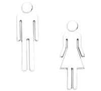 Luckious Self-Adhesive Man and Women Toilet Door Signs,Toilet Wall Stickers,Washroom Door Signs for Home Hotel Office Shopping Center Parking Bathroom(Silver)