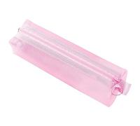 Luckious Transparent Gauze Pen Bag - for Students, Examination Large Capacity Portable Stationery Bag - Simple Creative Storage Bag (Pink)
