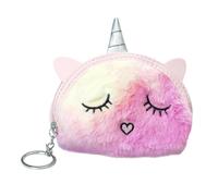Luckious Unicorn Coin Purses - Soft and Fluffy Coin Bags with Zippers, Adorable Unicorn Gifts for Girls, Rainbow Goodie Bag Fillers for Unicorn Birthday Party Favors (Pink)