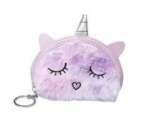 Luckious Unicorn Coin Purses - Soft Fluffy Bags With Zippers, Adorable Gifts for Girls, Rainbow Goodie Bag Fillers for Birthday Party Favors (Purple)