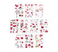 Luckious Valentine's Day Temporary Tattoos - 10 Sheets of Love-themed Face and Body Stickers for Girls, Adults, Teens - Cartoon Couple Confession Proposal Face and Arm Tattoo Stickers