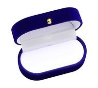 Luckious Velvet Ring Box, Double Slot, Gold Buckle, Blue, Perfect for Engagement, Wedding, Proposal & Anniversary