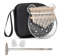 LUCKIPLUS Kalimba Thumb Piano 17 Key Crystal Acrylic Finger Piano Portable Clear Mbira Musical Instruments Cute Christmas Gift with Tune Hammer and Study Instruction for Adults Beginners(Bear Shape)