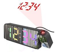 Luckits Projection Alarm Clock, Led Digital Alarm Clock with Projection on Ceiling with 180° Rotatable Projector USB Cable 3-Levels Bright Dimmer Temperature Date Snooze 12/24H for Bedroom (Silver)