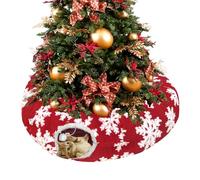 LUCKITTY Christmas Snowflake Print Cat Tunnel Under Tree, Velvet-Touch Jacquard Fabric with Hanging Plush Ball, 10-Inch Diameter 3-Ft Wide Round Pet Tube - Plush & Festive Cat Diversion Red