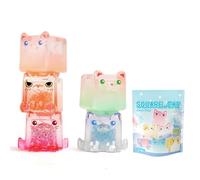 LUCKJOY Square Cat Series Blind Pack (5PCs in one Bag) Random Design Cat Blind Box Figures Collectible Toys Cute Mystery Box Home Decorations Holiday Birthday Gifts