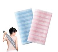 LUCKKY 2PCS Blissal Shower Towel, Blissal Exfoliating Shower Towel, Long Washcloth Back Body Scrubber for Men & Women, Portable Bath Towel, Travel and Quick Drying (Pink+Blue)