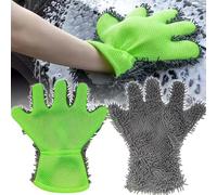 LUCKKY 2PCS Double-Sided Five-Finger Car Wash Gloves, 5-Finger Microfiber Wash Mitts, Car Interior Exterior Cleaning Gloves, Car Dusting Gloves Double Sided Cleaning Gloves for Kitchen Home (Thin)