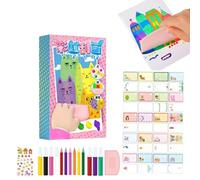 LUCKKY Abstract Dot Painting, DIY Rainbow Scratch Painting, DIY Rainbow Scratch Art, Squeegee Art Kids Paint Kit, Rainbow Dot Painting Art Kits, Dot Painting Paper Rainbow Party Favors for Boys Girls