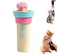 LUCKKY Automatic Cat Teaser for Lazy Owners, Electric Cat Wand Toy with Telescopic Rope, Interactive CatToys for Indoor Cats, Fuzzy Ball Launchers, Enrichment Exercise Feline Toys (Blue)