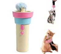 LUCKKY Automatic Cat Teaser for Lazy Owners, Electric Cat Wand Toy with Telescopic Rope, Interactive CatToys for Indoor Cats, Fuzzy Ball Launchers, Enrichment Exercise Feline Toys (Pink)