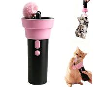 LUCKKY Automatic Cat Teaser for Lazy Owners, Electric Cat Wand Toy with Telescopic Rope, Interactive CatToys for Indoor Cats, Fuzzy Ball Launchers, Enrichment Exercise Feline Toys (Black)