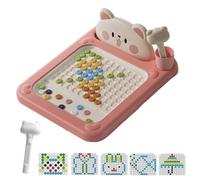 LUCKKY Cartoon Magnetic Drawing Board, Bear Dot Art Design, Large Magnetic Dots Board for Toddlers, Interactive Bead Pen Art with Pattern Guide, Montessori Preschool Education Travel Toys (Pink, S)