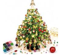 LUCKKY DIY Beaded Christmas Tree Kit, Crystal Holiday Craft Set for Adults, Colorful Beads, Ornament Charms, Handmade Mini Desk Xmas Bead Art, Holiday Tabletop Decoration