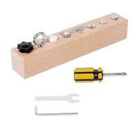 LUCKKY Educational Screw-Tightening Busy Board, Montessori Activity Board with Wooden Screwdriver Set, Fine Motor Skills Learning Toy for Toddlers Hand-Eye Coordination & Focus Development (8 Holes)