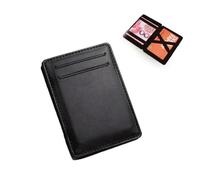 LUCKKY Flip PU Magic Wallet, Card Holder, Unisex-Adults, Black, Faux Leather, Slim, Travel Wallet, Magic Flip