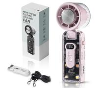 LUCKKY Icerush Turbo - Handheld Fan with Instant Cooling Plate & LED Light, Portable Handheld Ice Fan, Foldable Mini Cooling Fans with Digital Display, USB Rechargeable, 100 Speed wind (Purple)