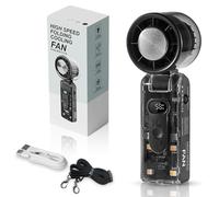 LUCKKY Icerush Turbo - Handheld Fan with Instant Cooling Plate & LED Light, Portable Handheld Ice Fan, Foldable Mini Cooling Fans with Digital Display, USB Rechargeable, 100 Speed wind (Black)