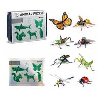 LUCKKY Insect & Animal Slot-Assembly Toys, Realistic Plastic Bug Figures Set, DIY 3D Creative Insect Jigsaw Puzzle, Educational Fake Insects and Bugs Playset for Learning, Boys Girls Party Favors (C)