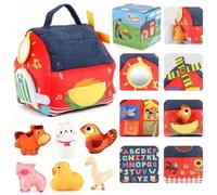 LUCKKY Interactive Plush Farm House Toy Set for Kids, Surprise Barn Stuffed Farm Animals, Montessori Toy for Babies, Portable Storage House Design, Farm Playset Educational Learning Toys