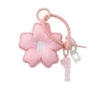 LUCKLISA Leather Fruit and Flower Keychain Charm, Cute Double Sided PU Fruit Bag Pendant with Ring for Women, Fabric Cherry Blossom-pink, 9cm Cherry Blossom Keychain