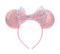 LUCKLISA Mouse Ears Headbands, Sequin Bling Mouse Ears Fit for Women, Girls & Kids, 1 Pcs Shiny Bow Beauty Princess Ears Cosplay Costume Decorations for Party, Park, Trips, Birthday & Gifts, Pink