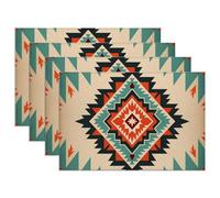 Luckluccy African Ethnic Geometric Placemats Set of 4 Oriental Chinese Dynasty Asian Chinese Placemat Artistic Place Mats for Kitchen Dining Room Table Washable Wipeable 12x18 Inch