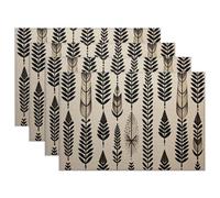 Luckluccy Asian Style Placemats Set of 4 Place Mats 12x18 Inch African Ethnic Leaves Easy to Clean Washable Dynasty Oriental Chinese Elegant Placemat for Kitchen Dining Table Decoration