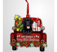 Luckluccy Black Labrador Dog Ornaments Christmas Tree,Labrador Red Truck Car Aluminum Ornament (NOT 3D),Christmas Decoration 2025 for Labrador Lovers,Dog Mom,Dog Dad,Pet Lovers