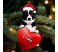 Luckluccy Christmas Dog Lovers,Dog Heart Christmas Available for Many Border Collie Dog,Dog Loves Ornament,Christmas Ornament,Custom Your Dog's Name,Personalized Shape Dog