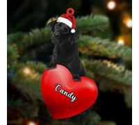 Luckluccy Christmas Dog Lovers,Dog Heart Christmas Available for Many Labrador Black Dog,Dog Loves Ornament,Custom Your Dog's Name,Personalized Shape Dog