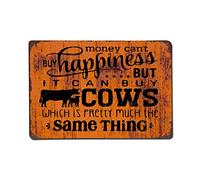 luckluccy Cow Money Can't Buy Happiness But It Can Buy Cows Vintage Quotes Metal Sign,Retro Quote Words Bar Men Cave Garden Wall Art,Rustic Farmhouse Aluminum Sign,Home Decor