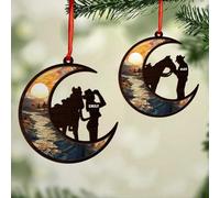 Luckluccy Cowboy and Cowgirl Christmas Ornament,Personalized Flat Ornament for Horse Lovers,Horseback Riding Horse Racing (Cowboy and Cowgirl)