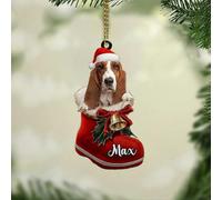 Luckluccy Custom Basset Hound Ornament,Personalized Basset Hound Dog Christmas Ornament,Christmas Basset Hound Dog Ornament Gifts for Dog Mom,Dog Dad,Dog Lovers,Xmas Decor Hanging