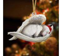 Luckluccy Custom Bull Terrier Dog Sleeping Angel Christmas Ornament,Acrylic 2025,Gifts for Dog Lovers,Tree Decor