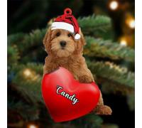 Luckluccy Custom Golden Doodle Red Christmas Love Acrylic Ornament 2025,Gifts for Dog Lover,Tree Decor,Christmas Ornament