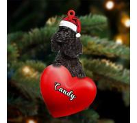 Luckluccy Custom Miniature Poodle Black Christmas Love Acrylic Ornament,Miniature Poodle Black Christmas Ornament 2025,Gifts for Dog Lover,Dog Tree Decor