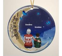 Luckluccy Customized Grandma Grandson Ornament I Love You to The Moon and Back Ornament Christmas Ornaments 2025 Xmas Tree Decorations Holiday Keepsake Gifts for Grandma Grandson on Christmas