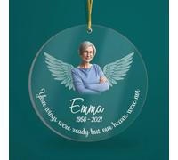 Luckluccy Customized Personalized Memorial Gifts for Family Members,Custom Shaped Acrylic Photo Ornament,Your Wings were Ready But Our Hearts were Not,Sympathy Gift,Loss of Mother Father (ORNP10)
