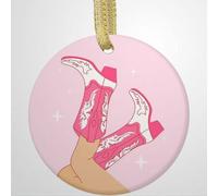 Luckluccy Female Legs in Cowboy Boots. Cowgirl Wears Christmas Ceramic Ornaments Porcelain Pendant Xmas Tree Hanging Ornaments for Home Holiday Decoration Gift