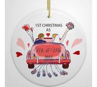 Luckluccy First Christmas as Mr & Mrs Ornament 2025 Bridal Shower Gifts Wedding Gifts Just Married Double Sided Ornament Gift for Couple Christmas Tree Decoration
