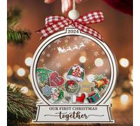 Luckluccy First Christmas Together Snow Globe Ornament 2025,Personalized 4D Shaker Mr and Mrs Married Engagement Couple Gift