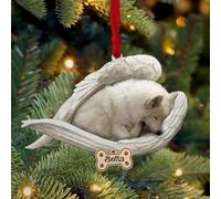 Luckluccy Personalized American Eskimo Ornament,Custom American Eskimo Dog Ornament with Angel Wing,Dog Christmas,Dog 2025,Dog Christmas Shape Acrylic