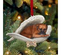Luckluccy Personalized Boxer Ornament,Custom Boxer Dog Ornament with Angel Wing,Dog Christmas Christmas Shape Acrylic