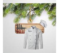 Luckluccy Personalized Chef Uniform Ornament,Custom Hat,Love Kitchen Theme,Christmas Tree Decoration for Cooking Enthusiasts