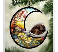 Luckluccy Personalized Chocolate Labrador Dog Memorial Suncatcher,Chocolate Labrador Christmas Ornament with Name,Pet Loss Catcher,Gifts for Dog Lovers Loss of Dog,Chocolate Labrador Sleep on Haven