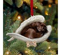 Luckluccy Personalized Chocolate Labrador Ornament,Custom Chocolate Labrador Dog Ornament with Angel Wing,Dog Christmas 2025,Christmas Ornament Shape Acrylic